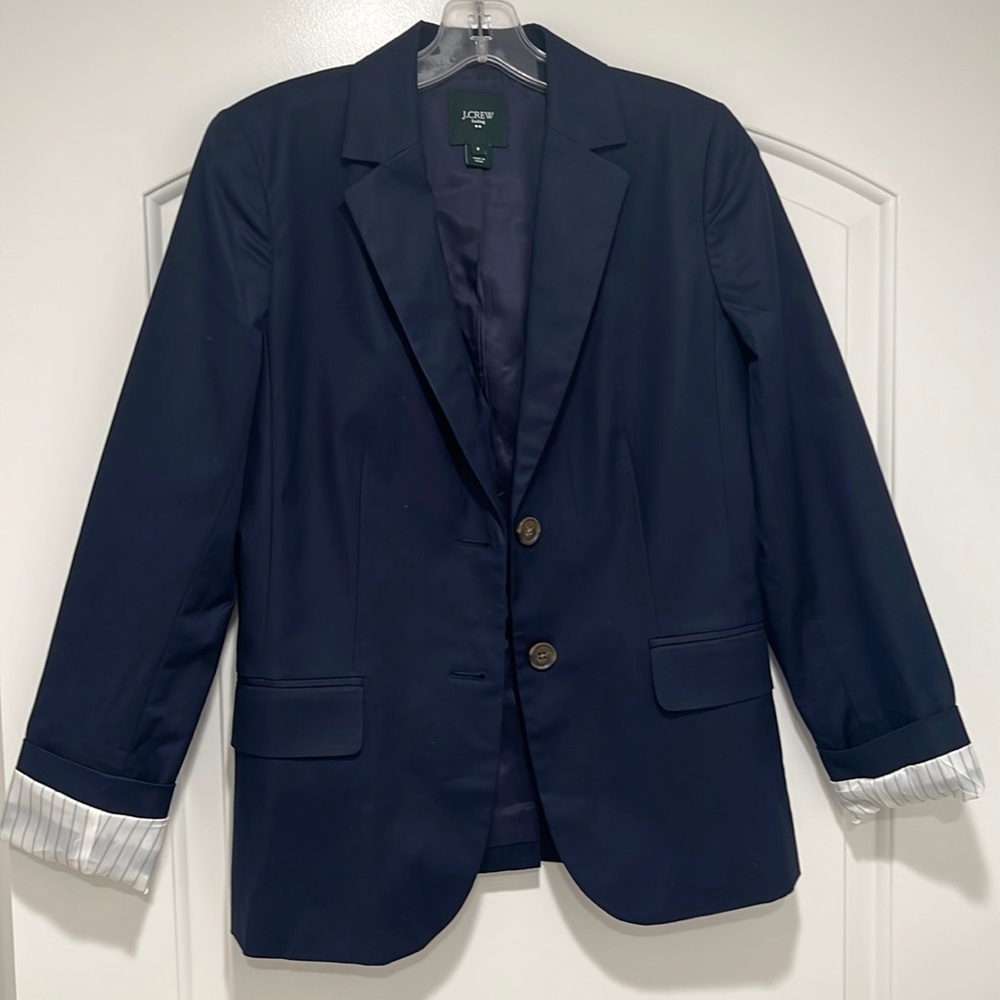 J.Crew Factory Suiting Cotton Blazer in Navy
